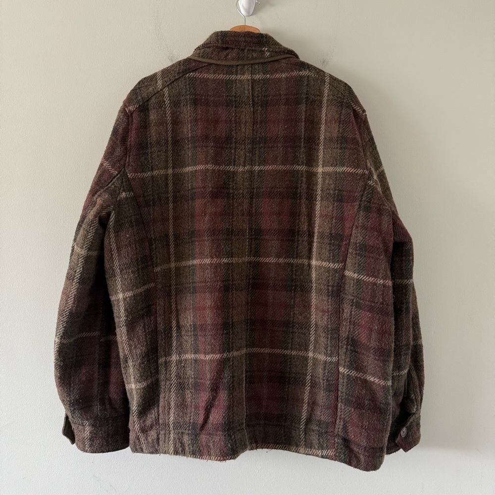Vintage Chore Jacket Mens XL Flannel Wool Blend Barn Coat Workwear Utility Brown - Picture 2 of 16
